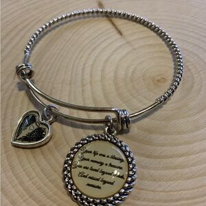 Silver-Tone Heart & Script Charm Bangle Bracelet - Women's Jewelry